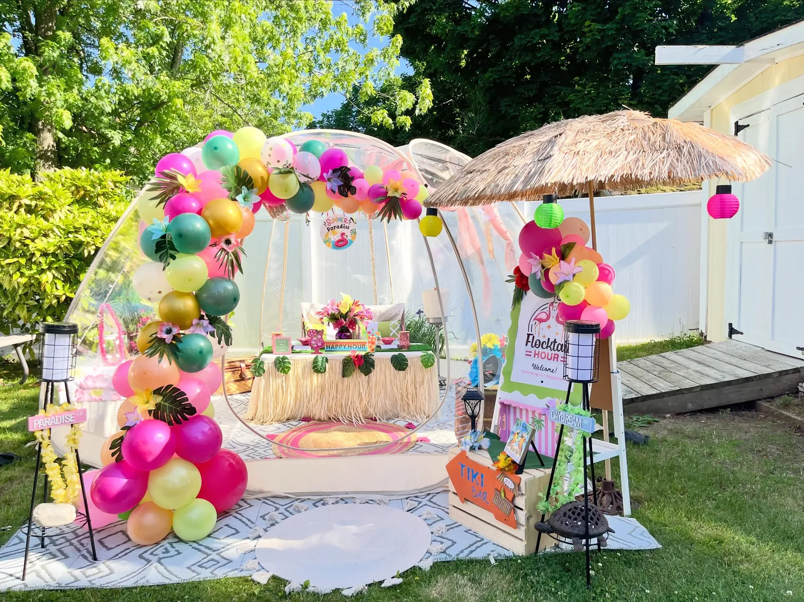 Tropical Oasis pop-up picnic setup